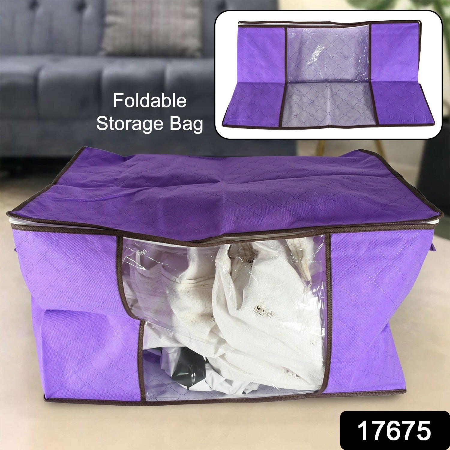 Clothing storage bag with zipper, non-woven storage bag for storing the clothes and sarees. Clothing storage bag with zipper, non-woven storage bag for storing the clothes and sarees.